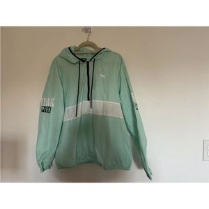 Pink Victorias Secret Pullover M-L Jacket Windbreaker Mint Green Women's 1/4 Zip